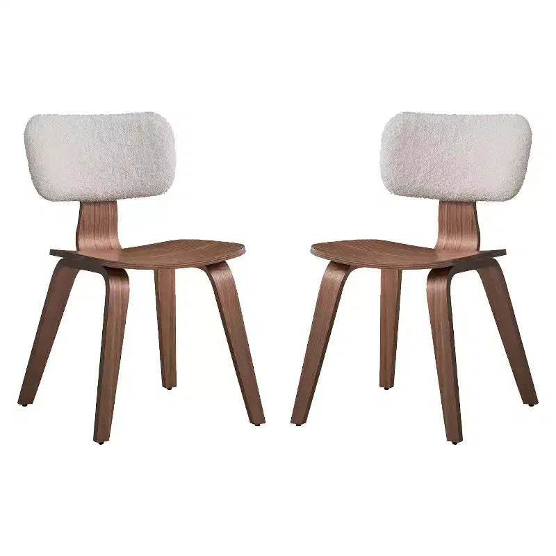 Simple Relax Set of 2 Wooden Side Chairs in Walnut and White