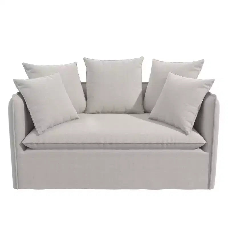 Novogratz Collette Slipcover Loveseat Sofa, Off White Canvas Weave