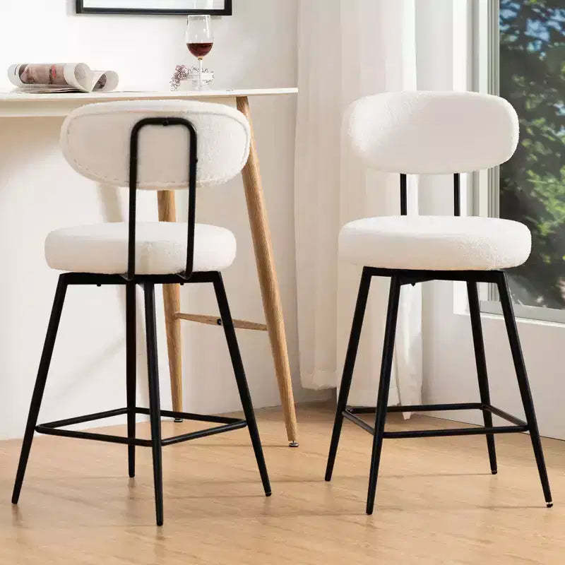 WARMOUNTS Set of 2 Upholstered Swivel Counter Height Barstool