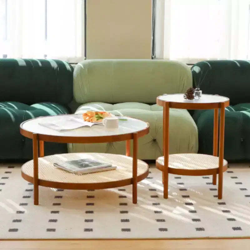 Modern Farmhouse Living Room Coffee Table Set, Stylish and Elegant Nesting Round Wooden Table,Side End table set for Living Room,Bedroom-1pc,Big Table