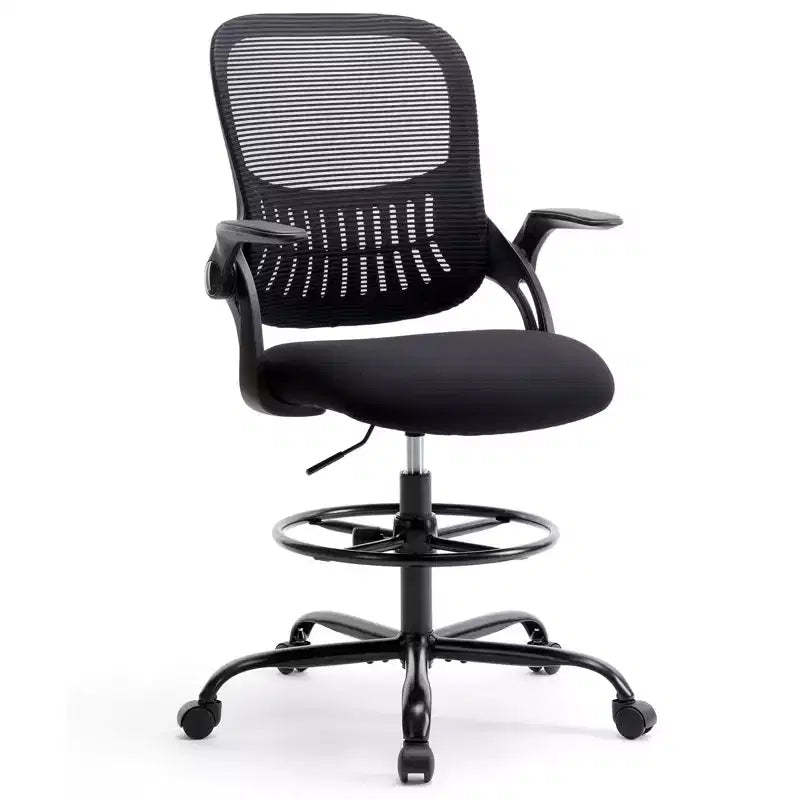Counter Height Office Chair, Tall Design with Adjustable Foot Ring for Standing Desks