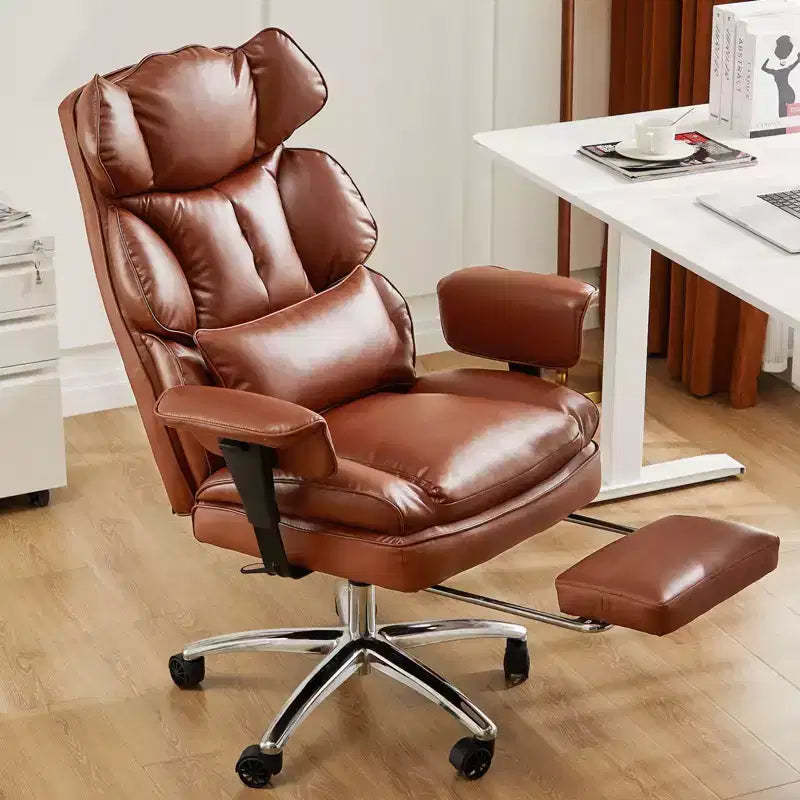 Executive PU Leather Chair: Ergonomic, Swivel, with Footrest