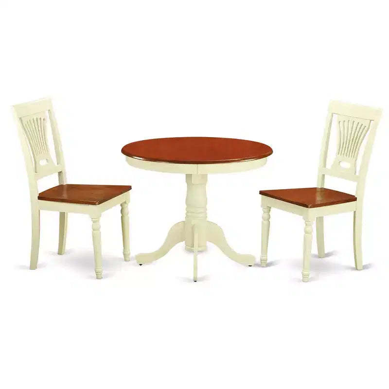 HomeStock Kitchen Nook Dining Set Round Table with 2 Chairs Modern Style