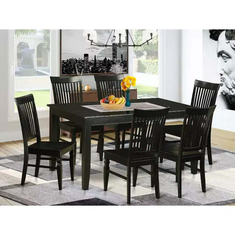 HomeStock Rectangle Kitchen Dining Table Set With 6 Chairs