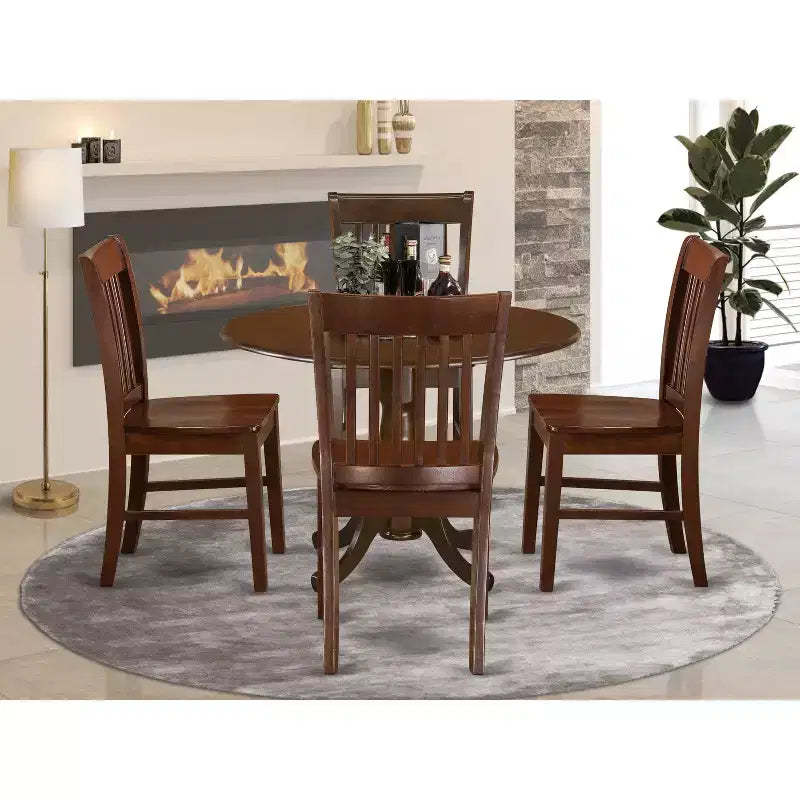 HomeStock Dropleaf Dining Table Set for 4 Oak Kitchen Set
