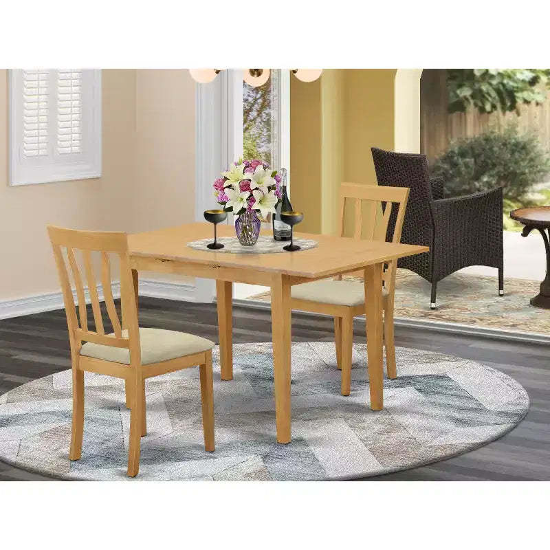Kitchen Dinette Set Rectangular Table And Dining Chairs Slat Back Style