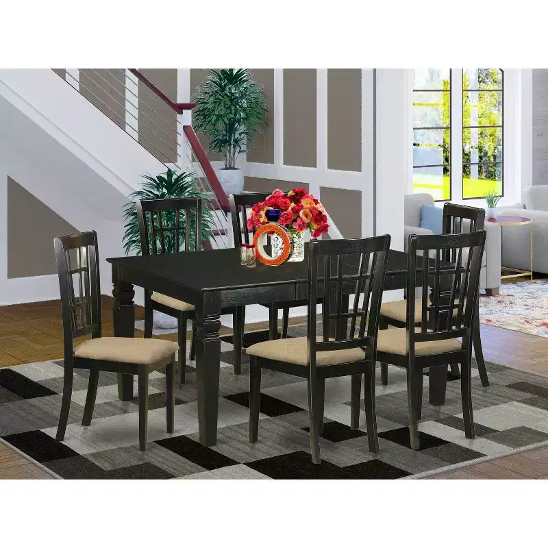 HomeStock Belmont Dinette Table Set - Kitchen Dinette Table And Dining Chairs, Black