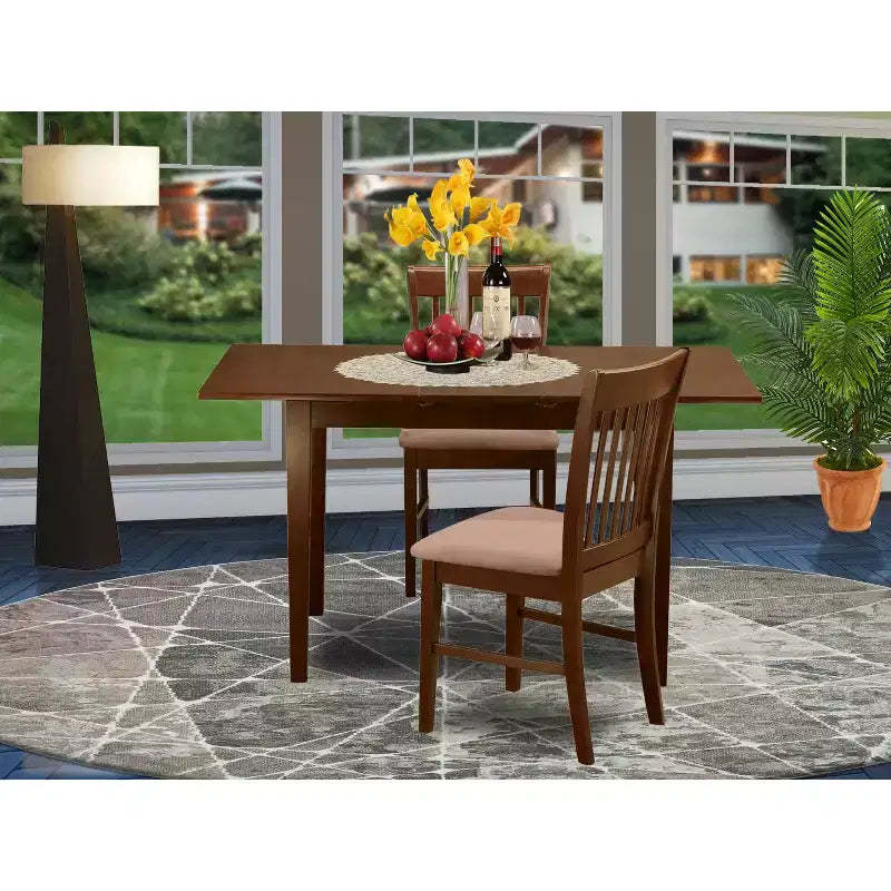 HomeStock Dinette Set Rectangular Table With Leaf And Dining Chairs