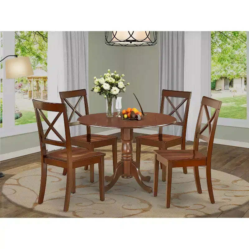 HomeStock Round Dining Table Set With 4 Chairs Kitchen Table
