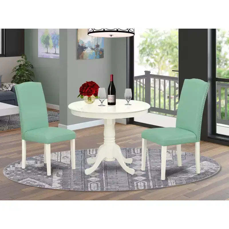 HomeStock Round Kitchen Table & Chairs Dinette Set Mid-Century Style