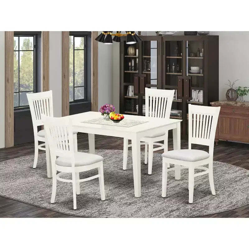 HomeStock Linen White Dining Set Modern Style 10017