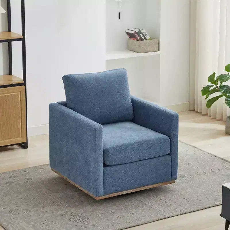 GDFStudio Clare 30.7 W Chenille Upholstered Wood Swivel Accent Chair with Metal Base
