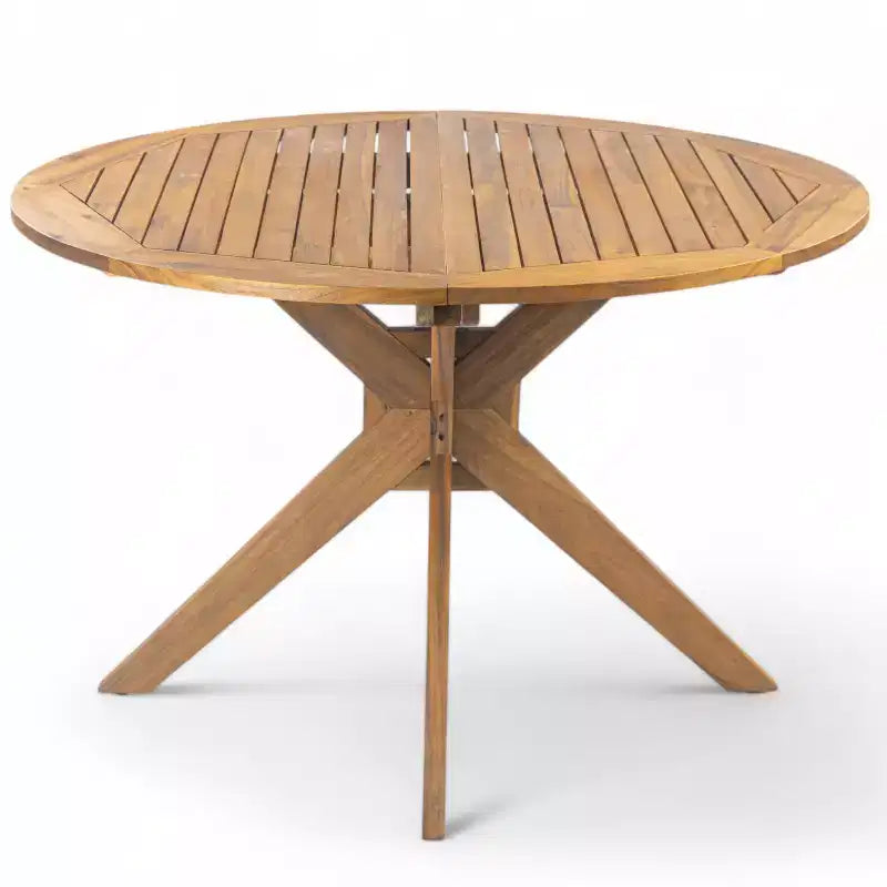 GDFStudio Brigitte Outdoor Rustic Round Acacia Wood Dining Table