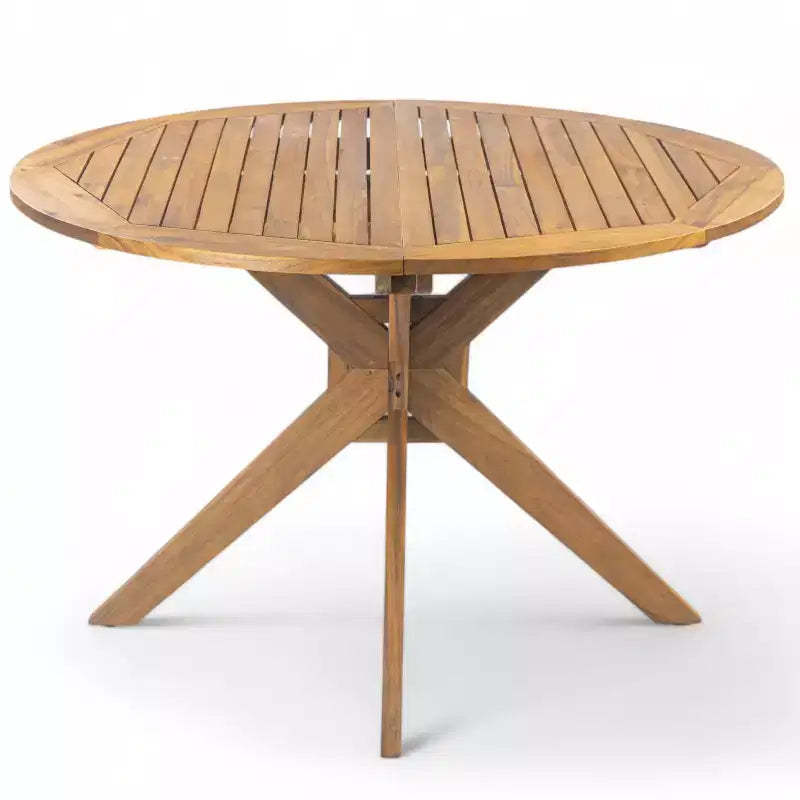 GDFStudio Brigitte Outdoor Rustic Round Acacia Wood Dining Table
