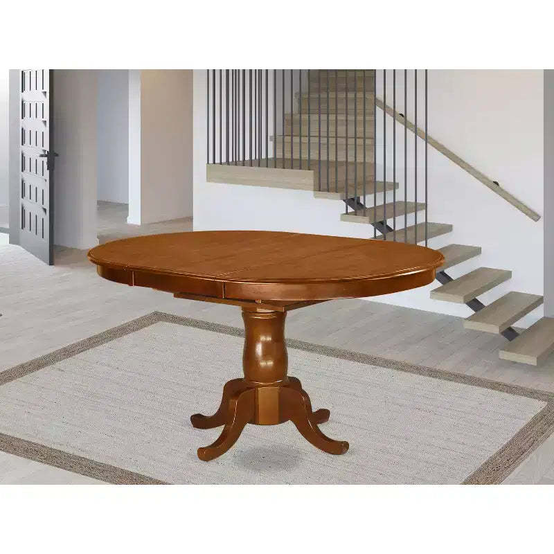 HomeStock Single Pedestal Oval Dining Table Traditional Style