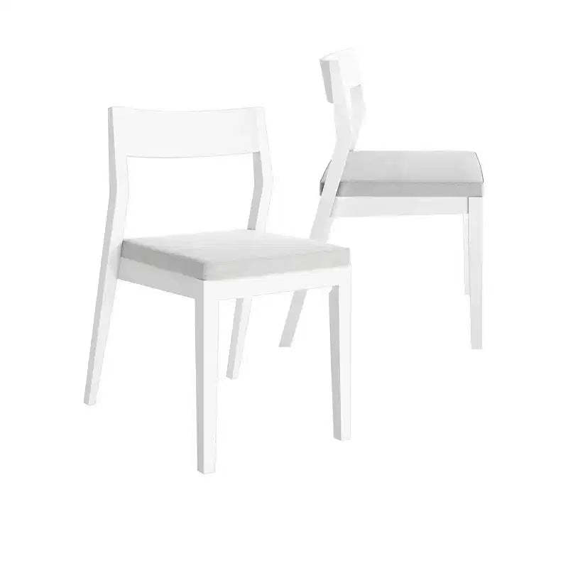 Plank+Beam Set of 2 Modern Dining Chairs, Cushioned Seat Kitchen Chair, Upholstered Solid Wood Chair for OfficeandLivingRoom, White/Cream