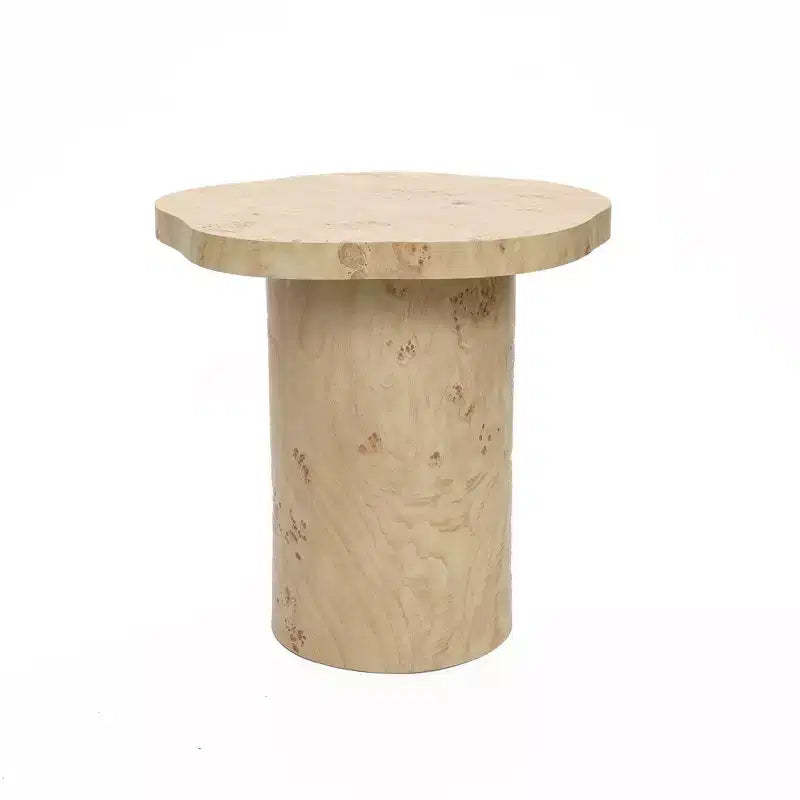 LuxenHome Burl Wood Finish Manufactured Wood 19.3-Inch Tall Side Table with Irregular Shape Top Brown