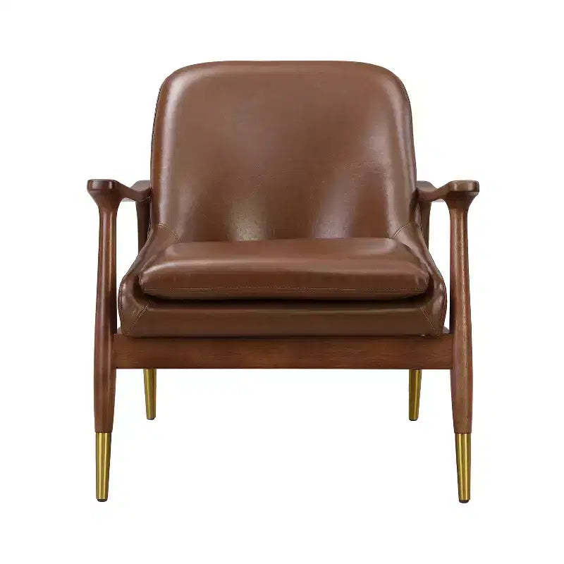 Christopher Knight Home Freja Modern Faux Leather and Wood Accent Chair