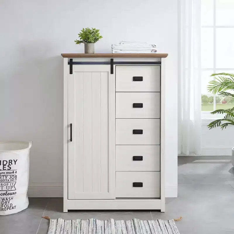 AndMakers 47.64 in. H Accent Cabinet with 5 Drawers and 4 Shelves