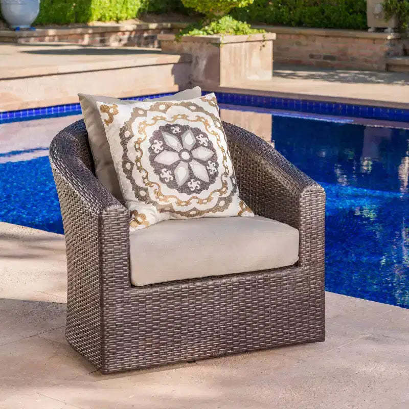 Christopher Knight Home Darius Outdoor Wicker Swivel Club Chair with Cushions
