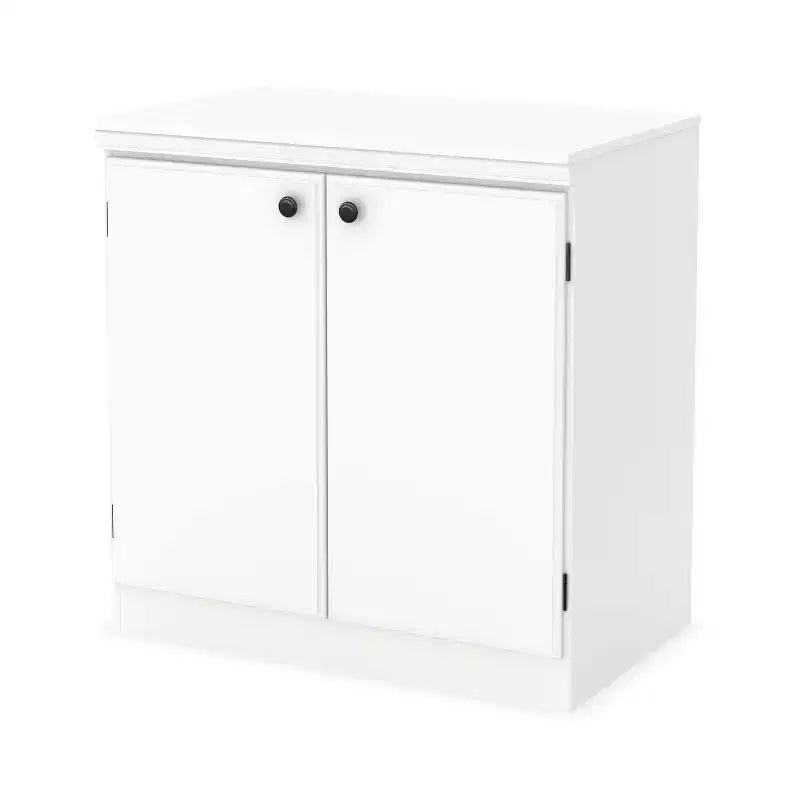 HomeStock Small 2-Door Transitional Storage Cabinet, Pure White