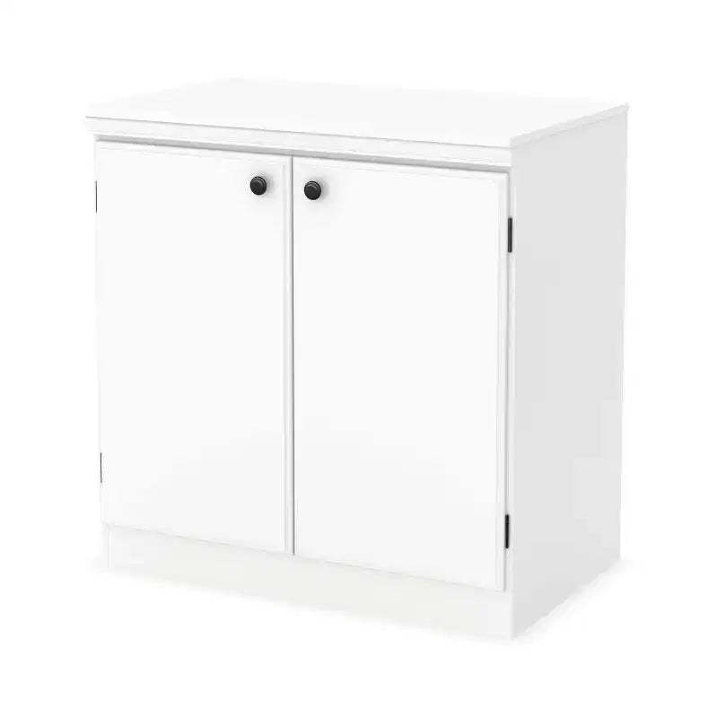 HomeStock Small 2-Door Transitional Storage Cabinet, Pure White