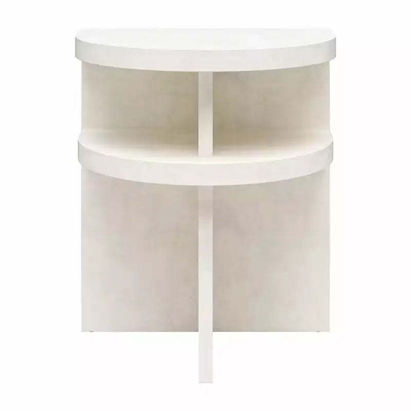 Daytona Modern Semicircle End Tables, Set of 2, Faux Plaster