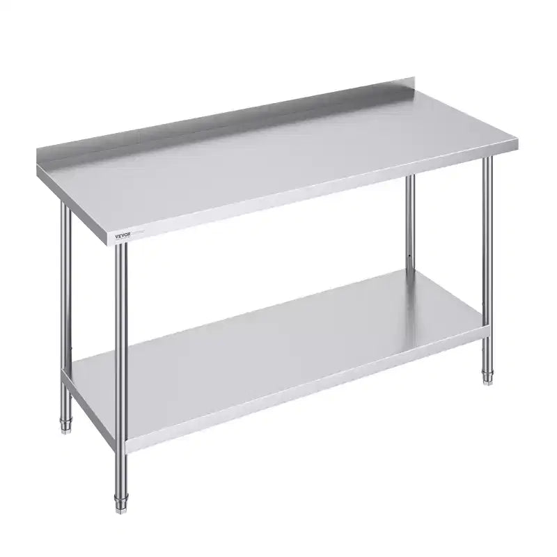 VEVOR 24 x 60 x 36 Inch Stainless Steel Work Table,Commercial Food Prep Worktable Heavy Duty Prep Worktable,Metal Work Table with Adjustable Height