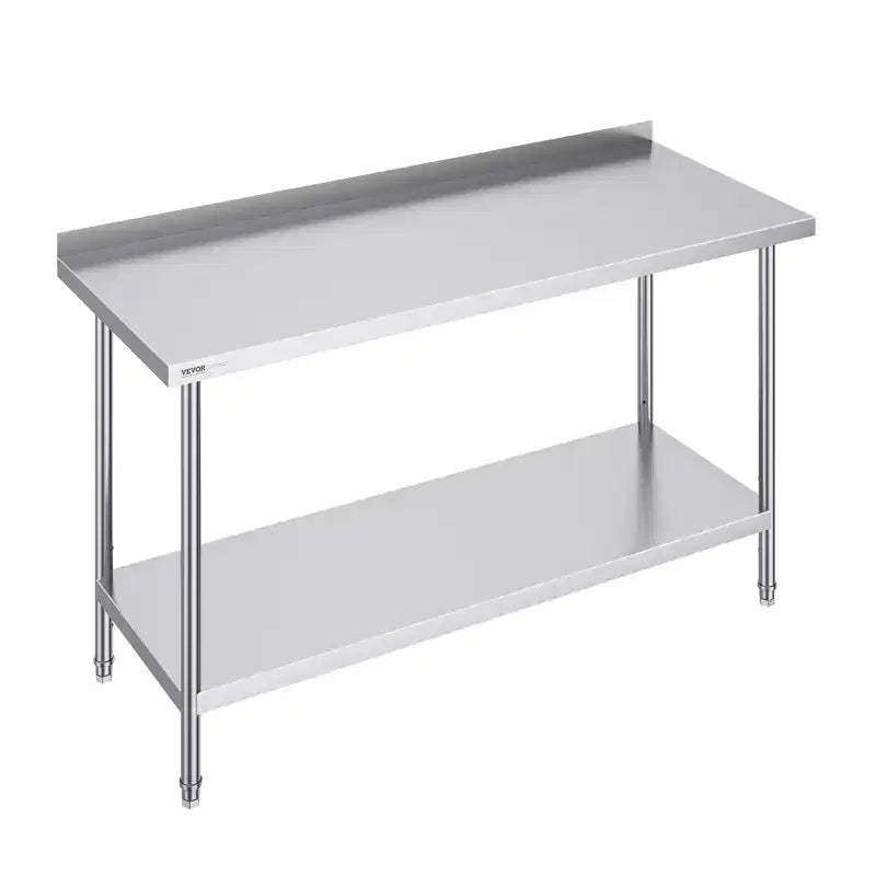 VEVOR 24 x 60 x 36 Inch Stainless Steel Work Table,Commercial Food Prep Worktable Heavy Duty Prep Worktable,Metal Work Table with Adjustable Height