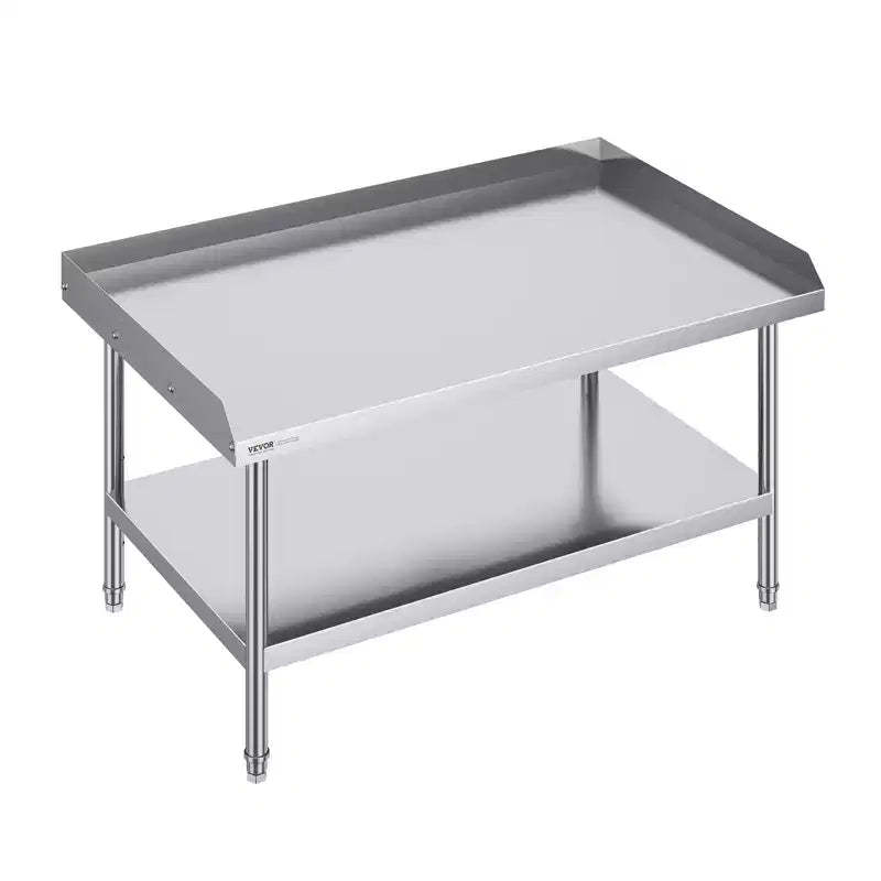 VEVOR Stainless Steel Work Table, 30 x 48 x 26 Inch Commercial Food Prep Worktable, 3-Sided Backsplash Heavy Duty Prep Worktable, Metal Work Table