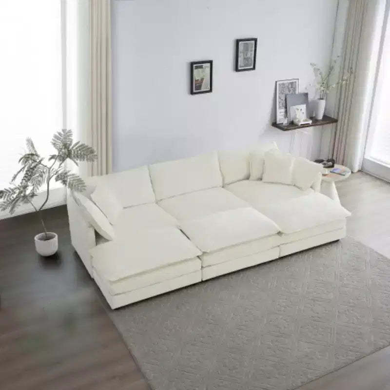 Maximize Your Comfort: Deep Seat U-Shaped Modular Sofa - 6 Seats, 3 Ottomans, 5 Pillows for Ultimate Relaxation