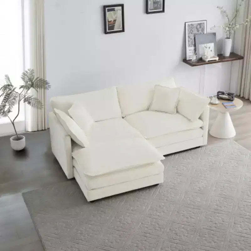 Chenille Loveseat with Ottoman and Footrest: Ideal for Small Spaces