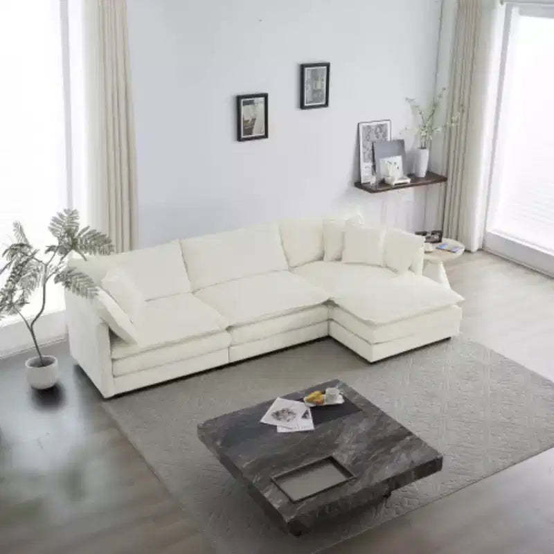 Oversized Modular Sofa: L-Shape, Reversible Ottoman, Comfy Upholstery