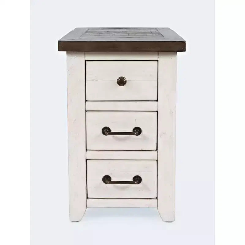 Jofran,Harris USB Charging Side Table- White Color