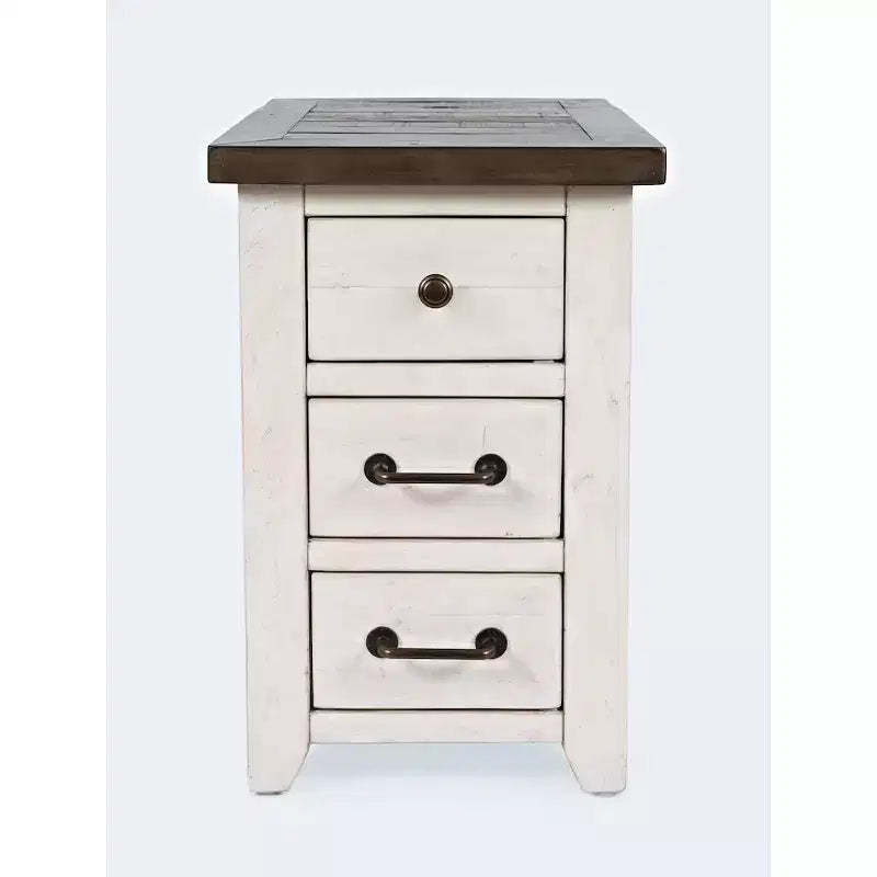 Jofran,Harris USB Charging Side Table- White Color