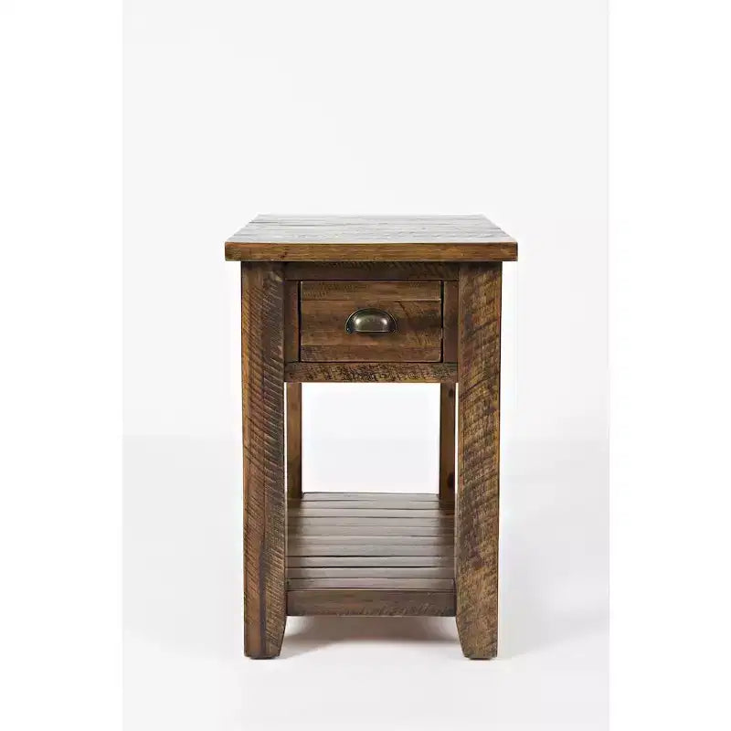 Jofran,Artisan's Craft Rustic Farmhouse Distressed Solid Wood Side Table- Gray Color