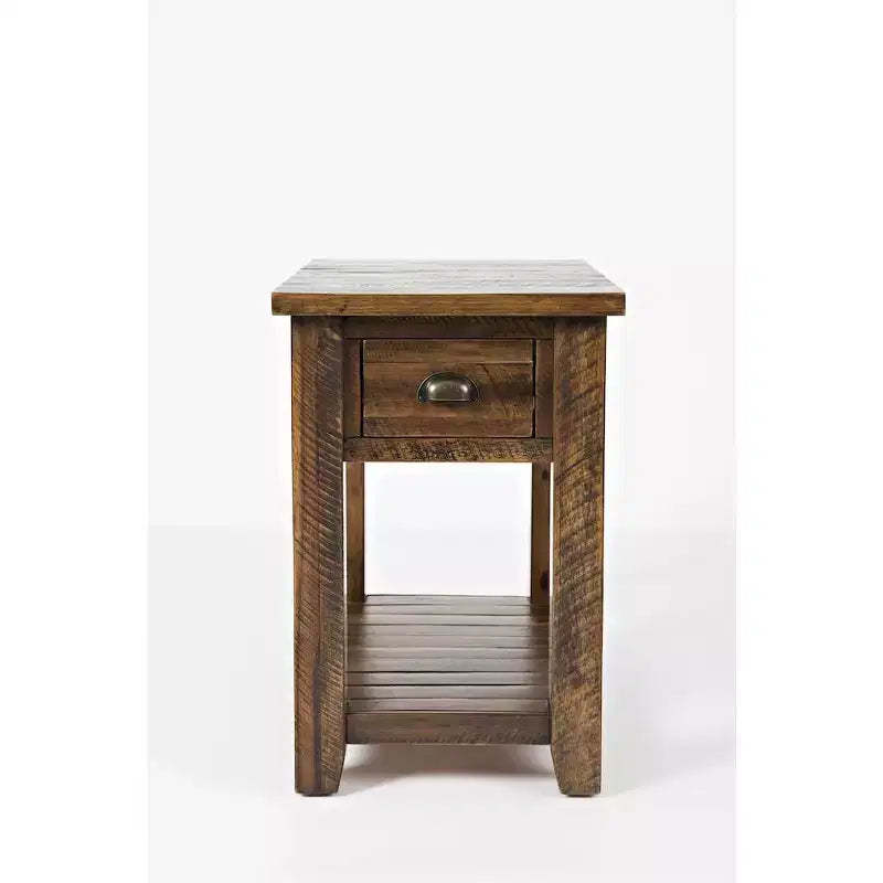 Jofran,Artisan's Craft Rustic Farmhouse Distressed Solid Wood Side Table- Gray Color