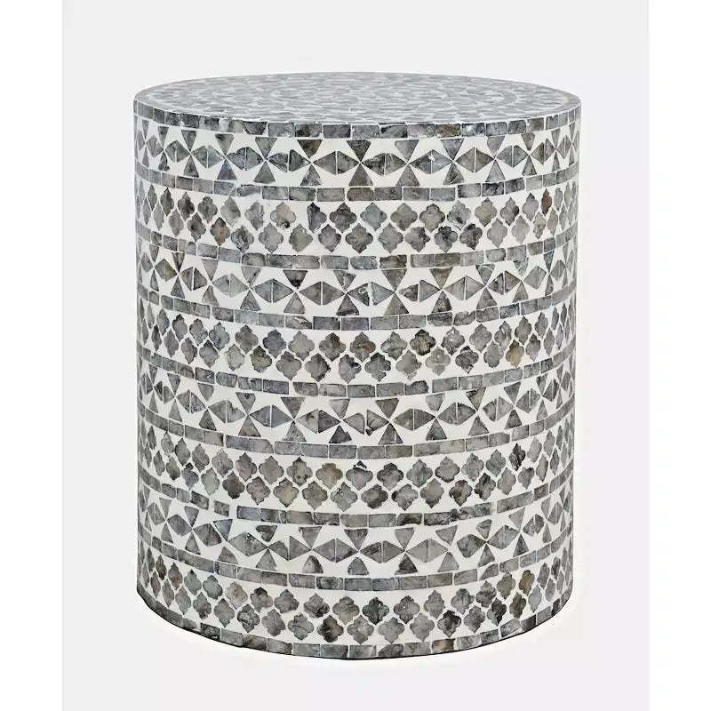 Jofran,Global Archive Small Terrazzo Handcrafted Capiz Shell Accent Table- Brown Color