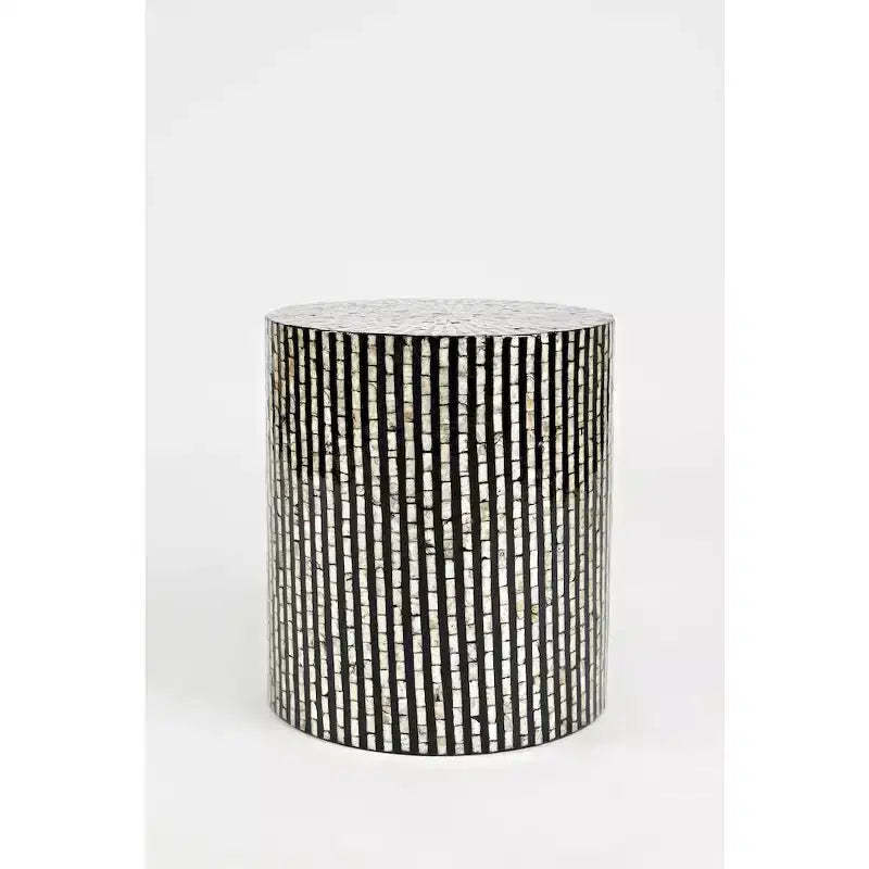 Jofran,Global Archive Round Terrazzo Handcrafted Capiz Shell Accent Table- Black Color