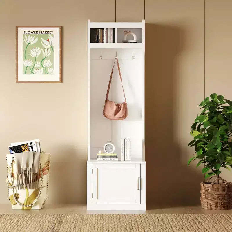 Shoe Storage Bench With Shelves Coat Hooks, Elegant Hall Tree With Wall Mounted Coat Rack, Entryway Organizer For Hallway, Foyer, Mudroom
