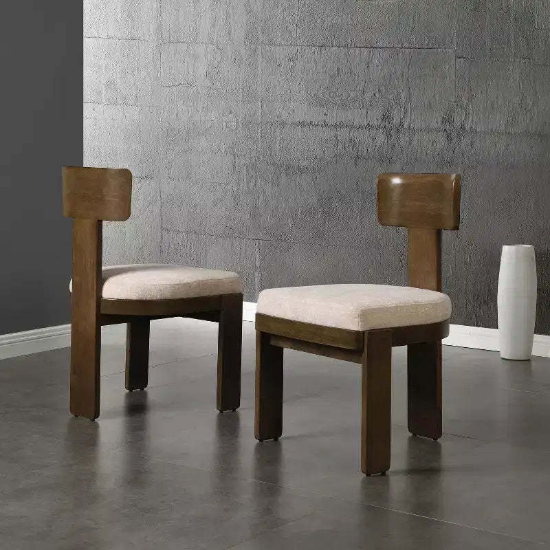 Set of 2 Modern Upholstered Dining Chairs with Solid Rubberwood Frame, Mid-Century Side Chairs - ModernLuxe