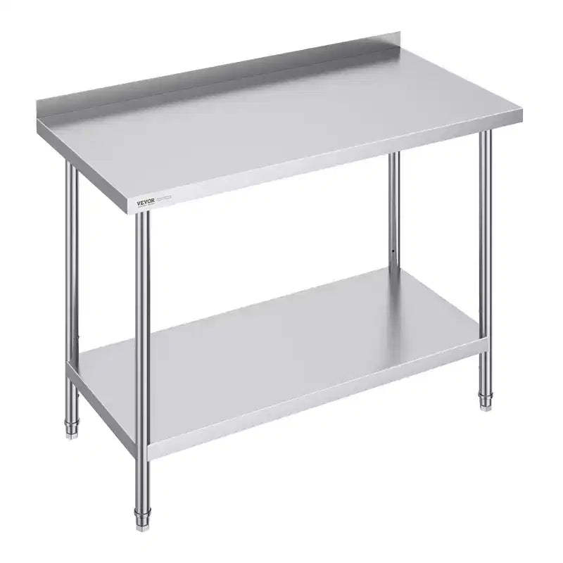 VEVOR 24 x 48 x 36 Inch Stainless Steel Work Table, Commercial Food Prep Worktable Heavy Duty Prep Worktable, Metal Work Table with Adjustable Height