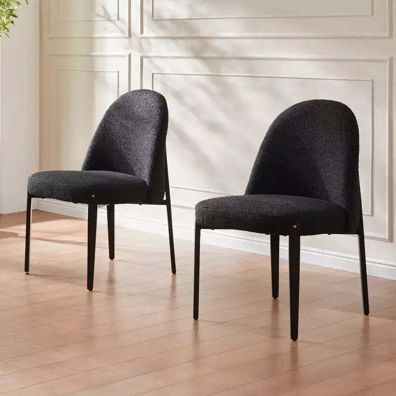 Boucle Dining Chairs Set of 4, Thick Upholstered Chairs with Metal Legs & Curved Backrest, for Dining Room, Kitchen, Living Room, Bedroom-Morden Fort