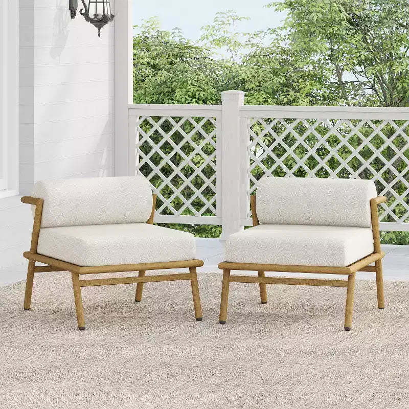 Christopher Knight Home Gretel Outdoor Modern Iron Upholstered Armless Club Chair (Set of 2)