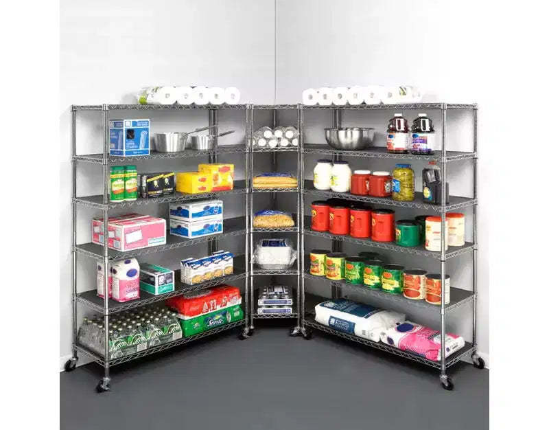 Seville Classics UltraDurable 6-Tier NSF Steel Wire Corner Shelving Unit, 28 D x 28 L x 72 H
