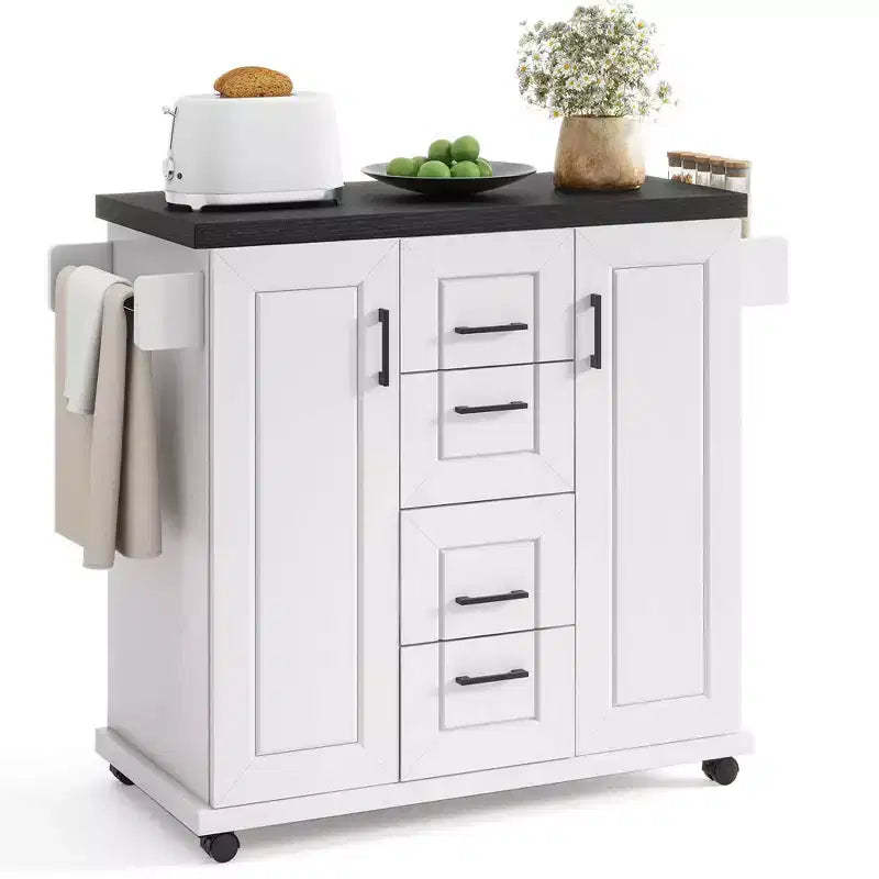 Costway Rolling Kitchen Island Cart on Wheels Mobile Serving Utility Trolley Cart