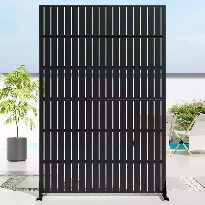72 H35W Dovelina Black Metal Planter Box with Trellis Privacy Screen for Caf Patio,Garden & Balconies