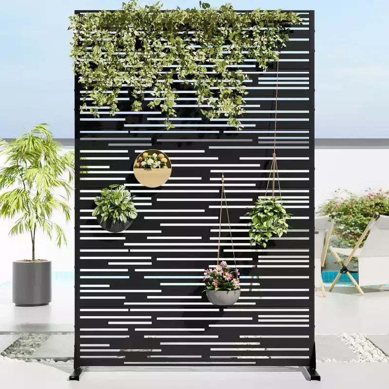 72 H35W Dovelina Black Metal Planter Box with Trellis Privacy Screen for Caf Patio,Garden & Balconies