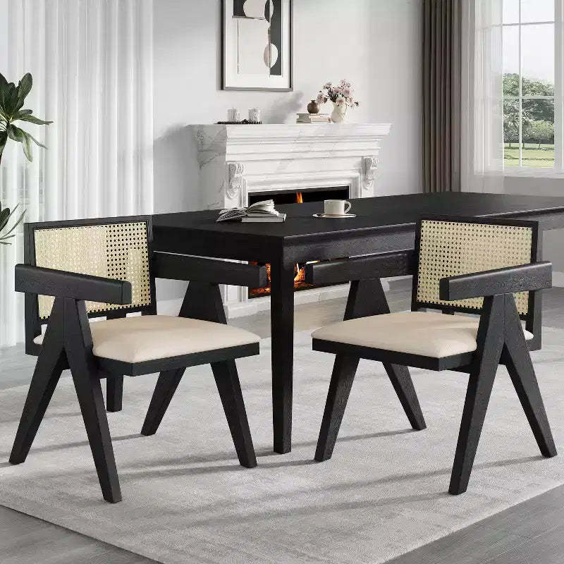 Christopher Knight Home Randall Rubberwood and Cane Upholstered Arm Dining Chair(Set of 2)