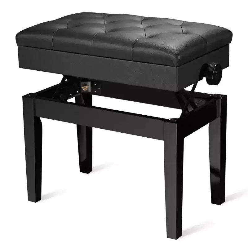 Yescom Piano Bench PU Leather Storage Adjustable Height Padded Seat Keyboard Black